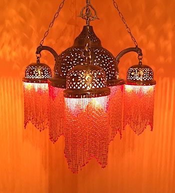 Fringed Syrian Chandelier with three lamps 